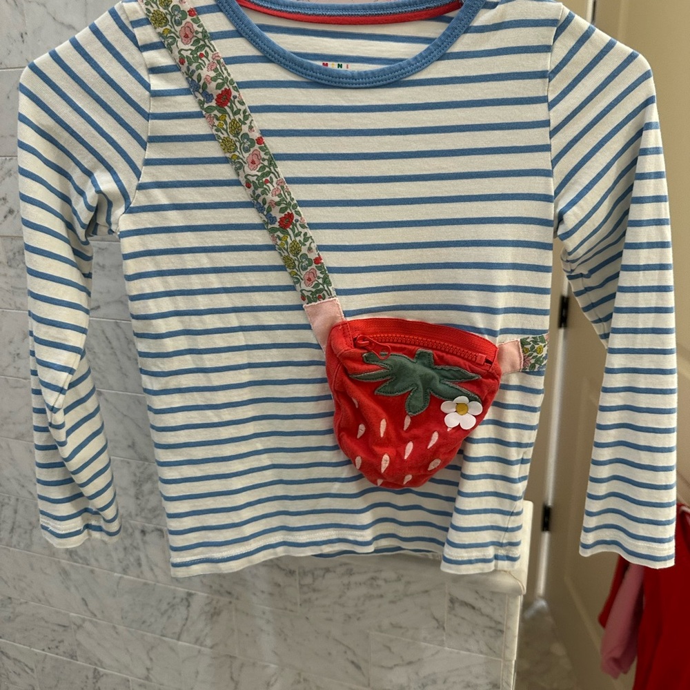 Mini Boden Blue and White Striped Shirt